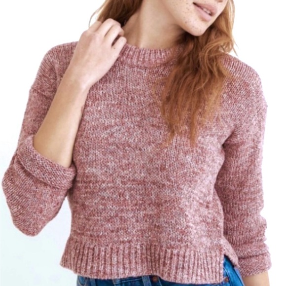 Madewell Millcrest Cotton blend crop Pullover sweater Rose Pink color Size XXL - Picture 1 of 10